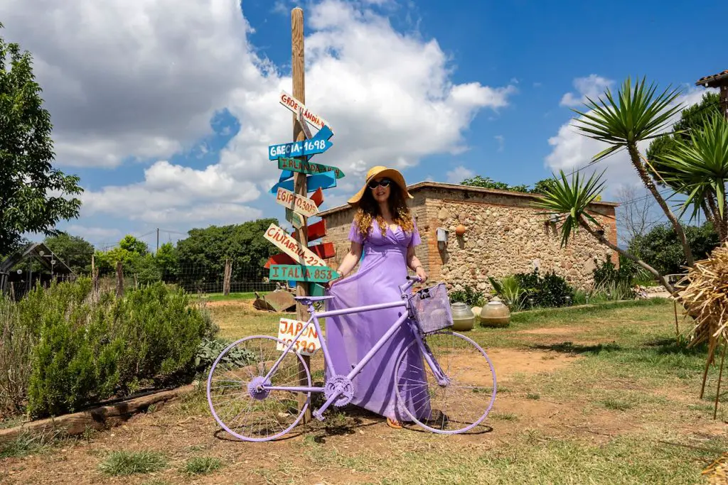 woman in lilac dress